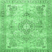 Square Medallion Emerald Green Traditional Rug, tr4668emgrn