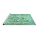 Sideview of Machine Washable Medallion Turquoise Traditional Area Rugs, wshtr4668turq