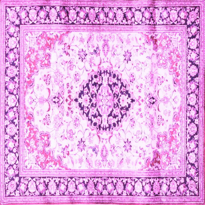 Square Machine Washable Medallion Purple Traditional Area Rugs, wshtr4669pur