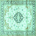 Square Medallion Turquoise Traditional Rug, tr4669turq