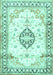 Machine Washable Medallion Turquoise Traditional Area Rugs, wshtr4669turq