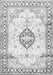 Serging Thickness of Machine Washable Medallion Gray Traditional Rug, wshtr4669gry