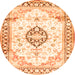 Machine Washable Medallion Orange Traditional Area Rugs, wshtr4669org