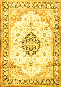 Medallion Yellow Traditional Rug, tr4669yw