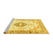 Sideview of Machine Washable Medallion Yellow Traditional Rug, wshtr4669yw