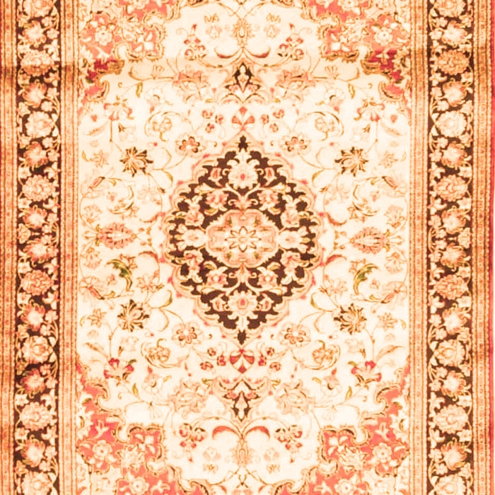 Serging Thickness of Machine Washable Medallion Orange Traditional Area Rugs, wshtr4669org