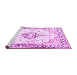 Sideview of Machine Washable Medallion Purple Traditional Area Rugs, wshtr4669pur