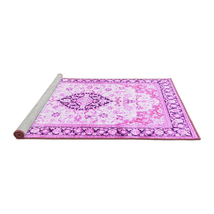 Sideview of Machine Washable Medallion Purple Traditional Area Rugs, wshtr4669pur