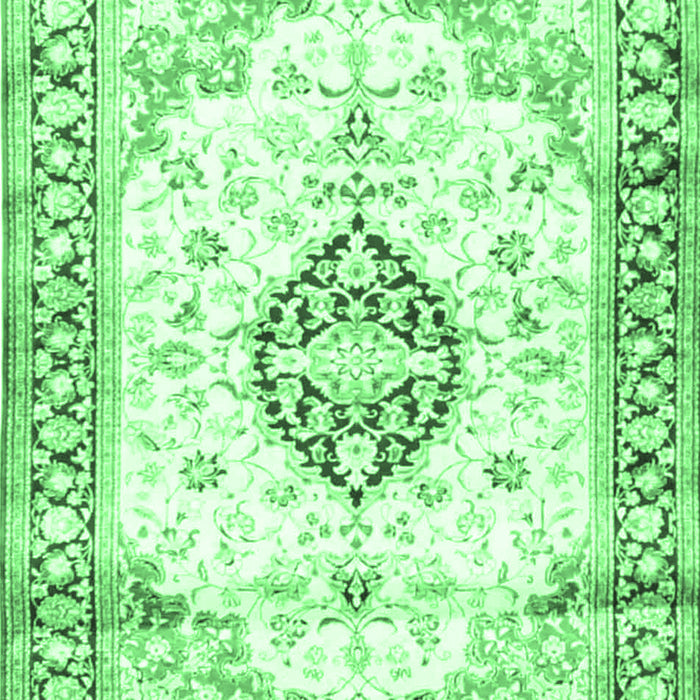 Machine Washable Medallion Emerald Green Traditional Area Rugs, wshtr4669emgrn