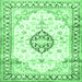 Square Machine Washable Medallion Emerald Green Traditional Area Rugs, wshtr4669emgrn