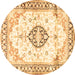 Round Medallion Brown Traditional Rug, tr4669brn