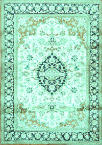 Medallion Turquoise Traditional Rug, tr4669turq