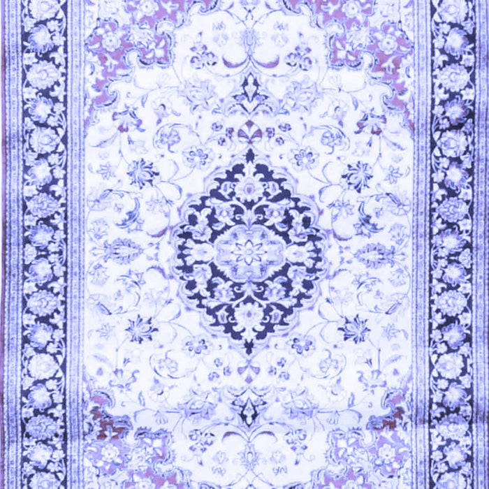 Machine Washable Medallion Blue Traditional Rug, wshtr4669blu