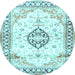 Round Medallion Light Blue Traditional Rug, tr4669lblu