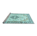 Sideview of Machine Washable Medallion Light Blue Traditional Rug, wshtr4669lblu