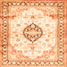 Serging Thickness of Medallion Orange Traditional Rug, tr4669org