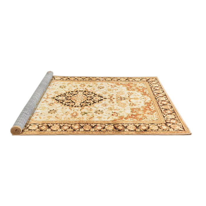 Sideview of Machine Washable Medallion Brown Traditional Rug, wshtr4669brn