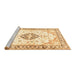 Sideview of Machine Washable Medallion Brown Traditional Rug, wshtr4669brn