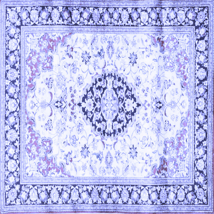 Square Machine Washable Medallion Blue Traditional Rug, wshtr4669blu