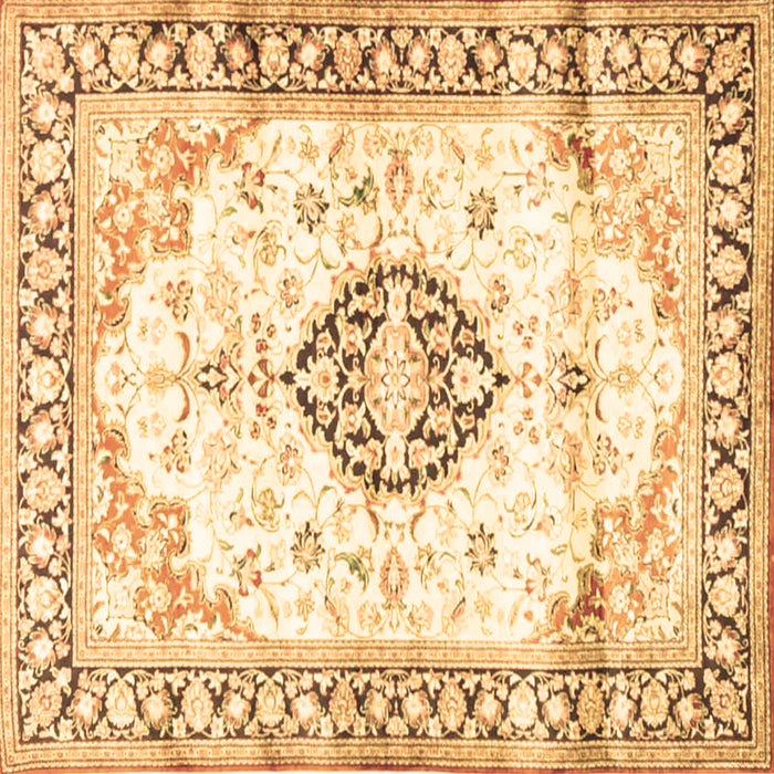 Square Machine Washable Medallion Brown Traditional Rug, wshtr4669brn
