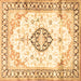 Square Machine Washable Medallion Brown Traditional Rug, wshtr4669brn