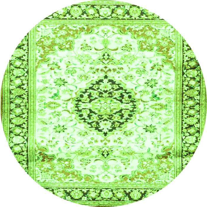 Machine Washable Medallion Green Traditional Area Rugs, wshtr4669grn