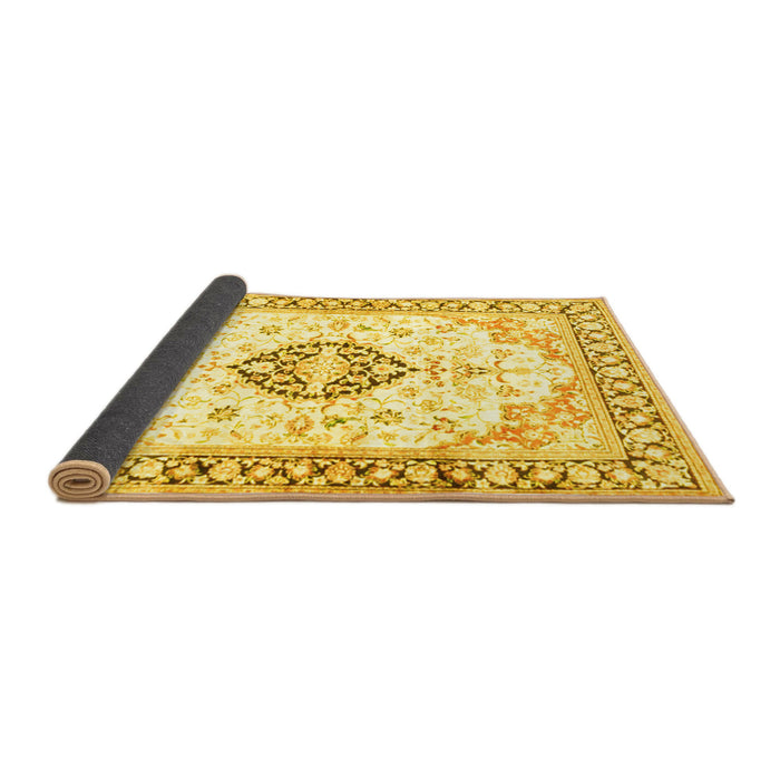 Sideview of Medallion Yellow Traditional Rug, tr4669yw