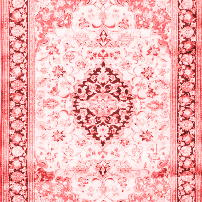 Machine Washable Medallion Red Traditional Rug, wshtr4669red