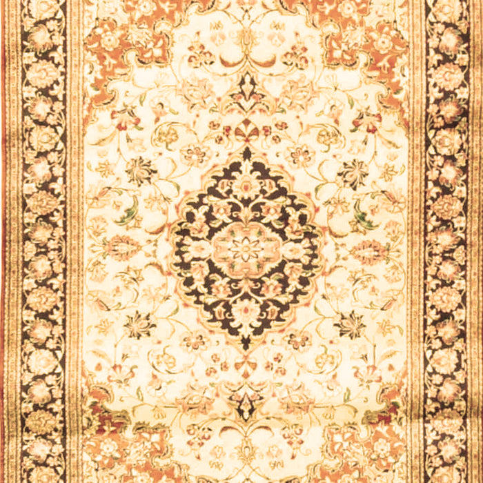 Machine Washable Medallion Brown Traditional Rug, wshtr4669brn