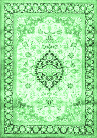 Medallion Emerald Green Traditional Rug, tr4669emgrn