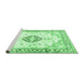 Sideview of Machine Washable Medallion Emerald Green Traditional Area Rugs, wshtr4669emgrn