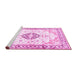 Sideview of Machine Washable Medallion Pink Traditional Rug, wshtr4669pnk