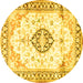 Round Medallion Yellow Traditional Rug, tr4669yw