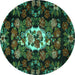 Round Medallion Turquoise French Rug, tr466turq