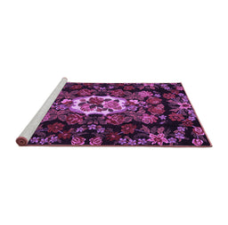 Sideview of Machine Washable Medallion Purple French Area Rugs, wshtr466pur