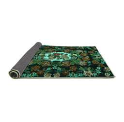 Sideview of Medallion Turquoise French Rug, tr466turq