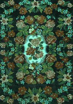 Medallion Turquoise French Rug, tr466turq