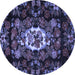 Round Medallion Blue French Rug, tr466blu