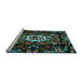 Sideview of Machine Washable Medallion Light Blue French Rug, wshtr466lblu