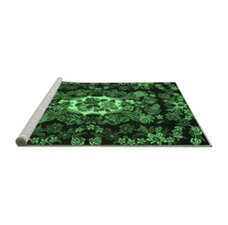 Sideview of Machine Washable Medallion Emerald Green French Area Rugs, wshtr466emgrn
