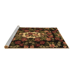 Sideview of Machine Washable Medallion Brown French Rug, wshtr466brn