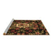 Sideview of Machine Washable Medallion Brown French Rug, wshtr466brn