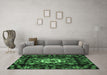 Machine Washable Medallion Emerald Green French Area Rugs in a Living Room,, wshtr466emgrn