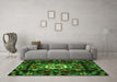 Machine Washable Medallion Green French Area Rugs in a Living Room,, wshtr466grn