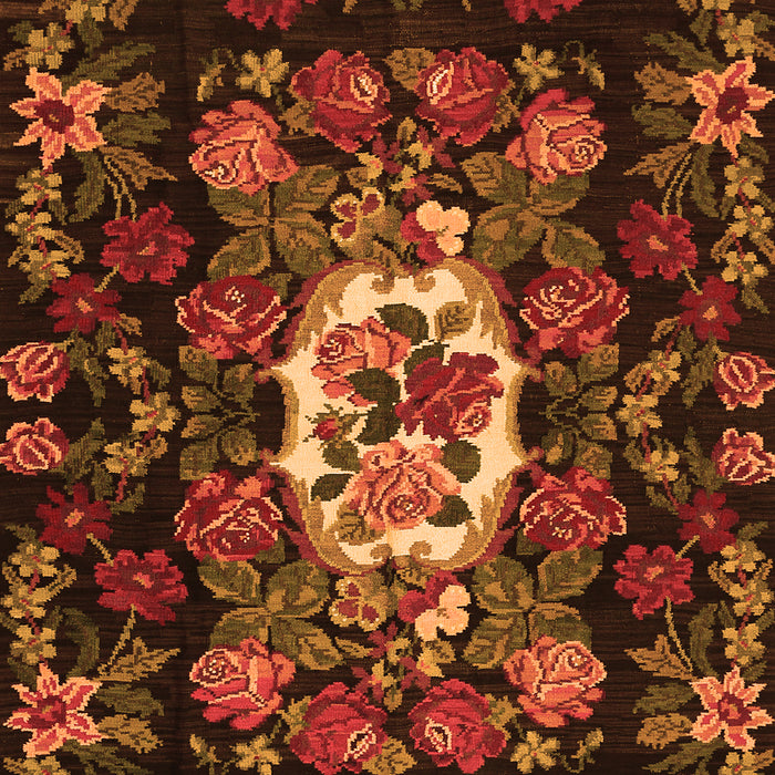 Serging Thickness of Machine Washable Medallion Orange French Area Rugs, wshtr466org