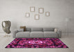 Machine Washable Medallion Pink French Rug in a Living Room, wshtr466pnk
