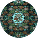 Round Medallion Light Blue French Rug, tr466lblu