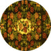 Round Medallion Yellow French Rug, tr466yw