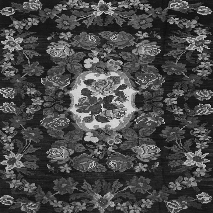 Round Machine Washable Medallion Gray French Rug, wshtr466gry