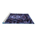 Sideview of Machine Washable Medallion Blue French Rug, wshtr466blu